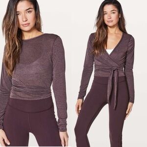 lululemon SET, Wrap Top and leggings color black cherry size M